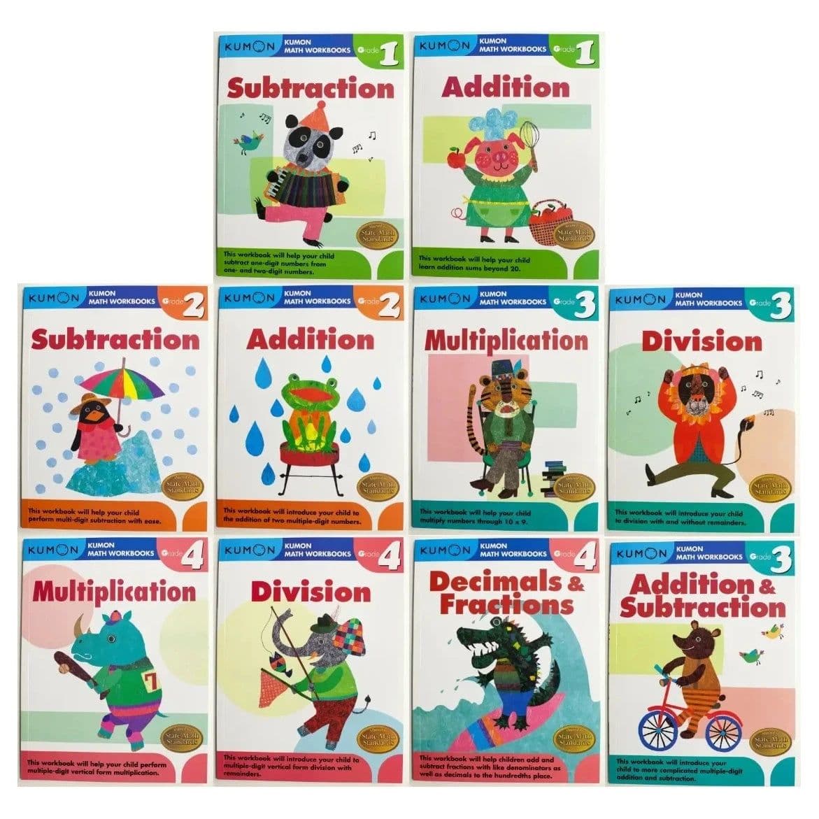 image-2/3 books Kumon Calculation Math Workbooks English book Math Problems Exercises Teaching Books G1-g4 For Age 6-10 Years