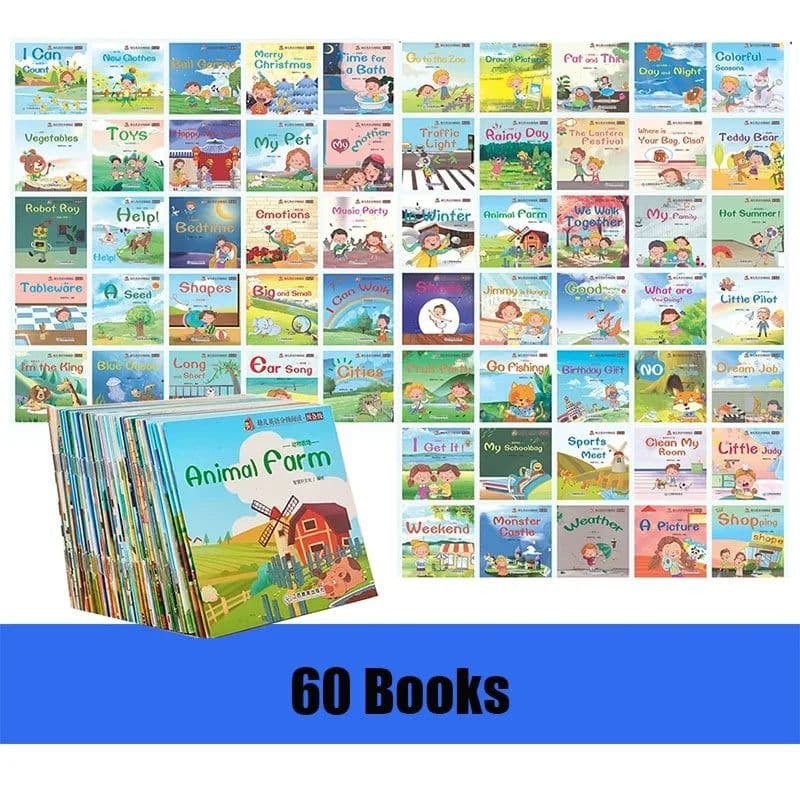 image-40/60 Books/set English Set Words Learning Picture Book for Children Enlightenment of Early Childhood Kids Preschool Pocket Book