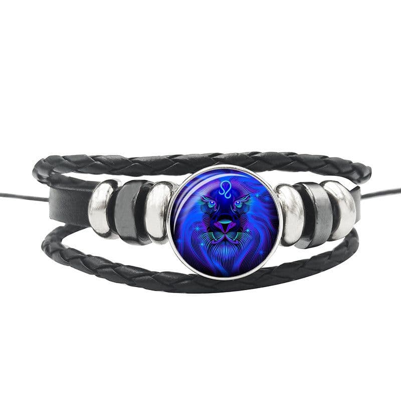 image-Constellation Leather Bracelet Unisex DIY Braided Button