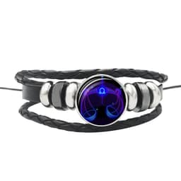 image-Constellation Leather Bracelet Unisex DIY Braided Button