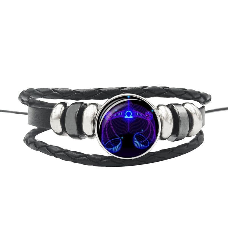 image-Constellation Leather Bracelet Unisex DIY Braided Button