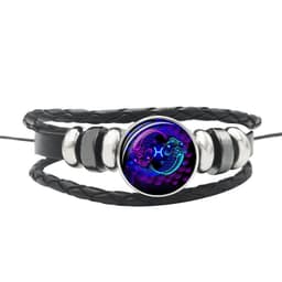 image-Constellation Leather Bracelet Unisex DIY Braided Button