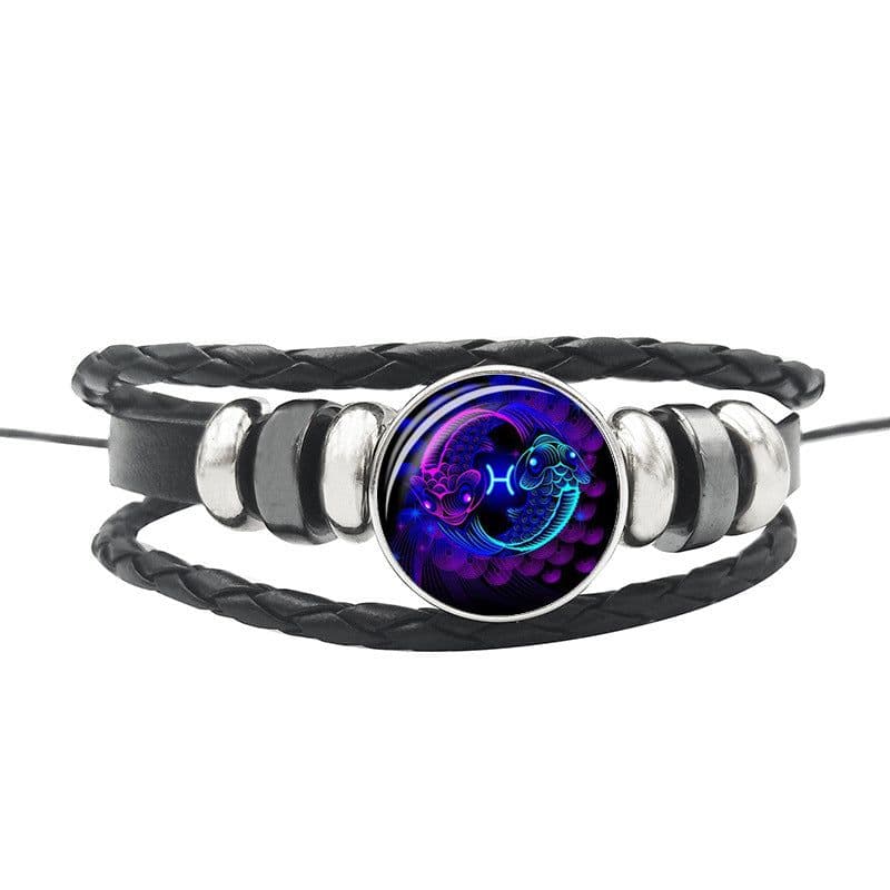 image-Constellation Leather Bracelet Unisex DIY Braided Button