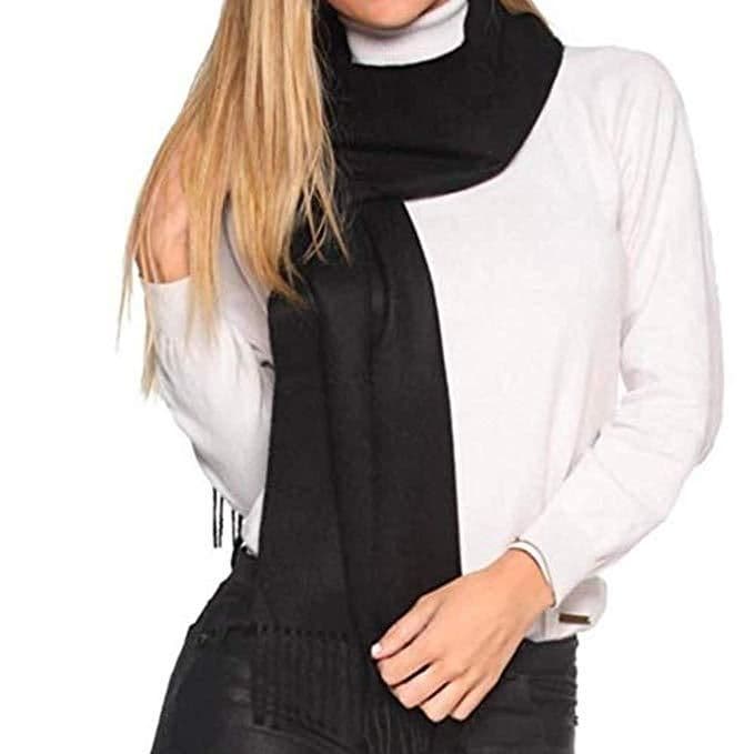 image-Great Natural Alpaca 100% baby alpaca scarf black color
