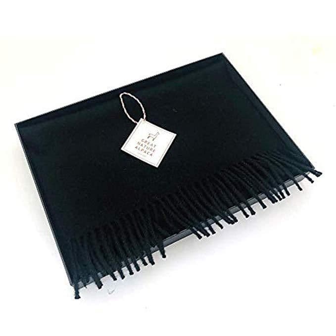 image-Great Natural Alpaca 100% baby alpaca scarf black color