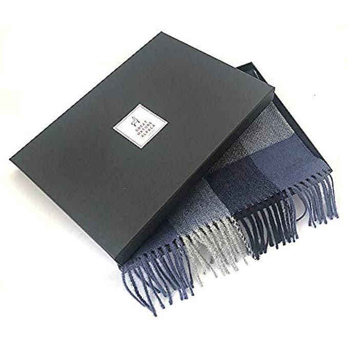 image-Great Natural Alpaca 100% baby alpaca scarf blue color