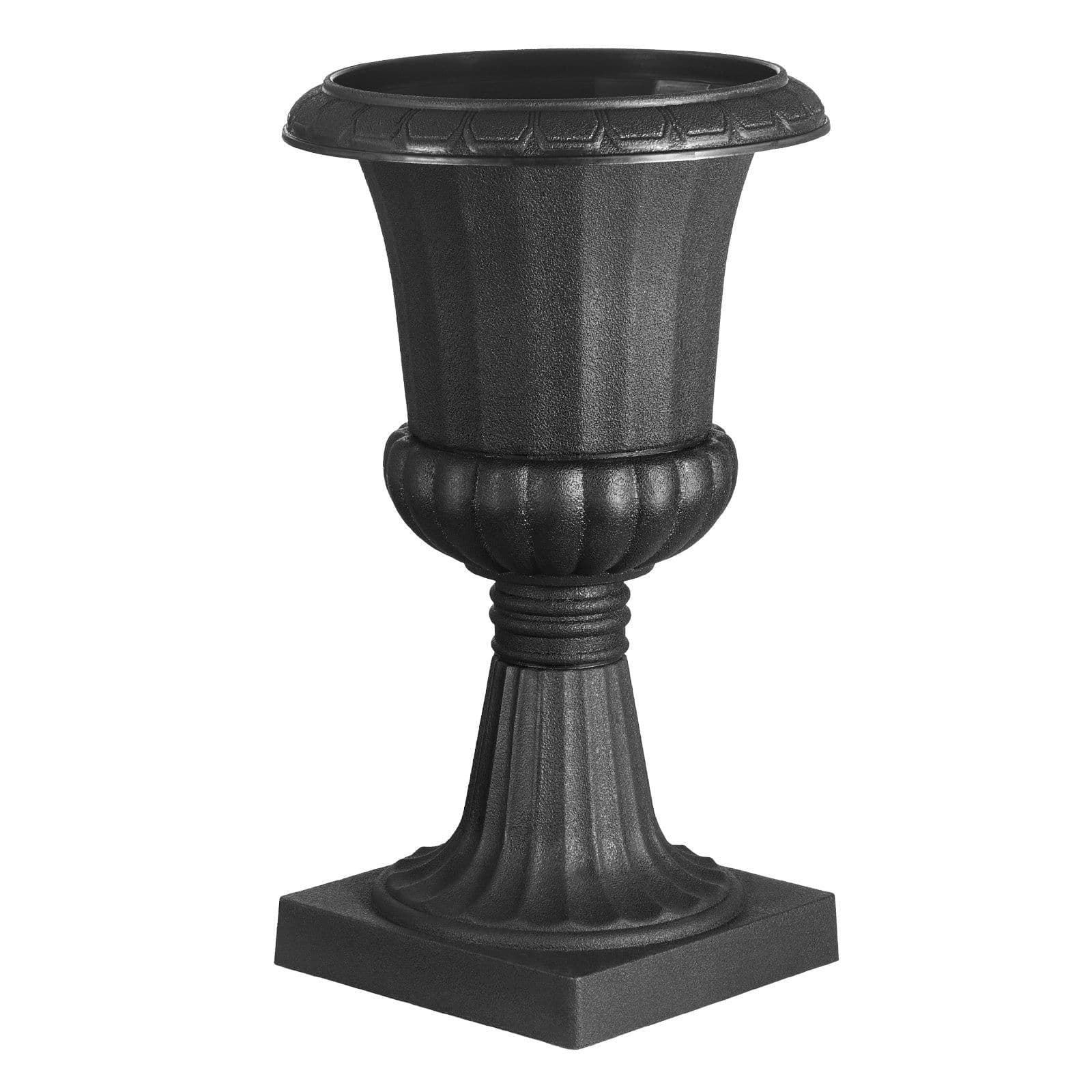 image-VEVOR Jardinière Urne Plastique, 25 x 42 cm, Pot de Fleurs Classique, Lot de 2, pour Intérieur, Extérieur, Mariage, Fêtes, Événements, Scène, Entrées, Couloirs, Jardin, Balcon, Terrasse, Porche, Noir