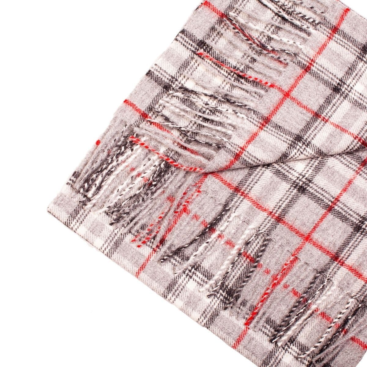 image-Alpaca wool grey checkered scarf