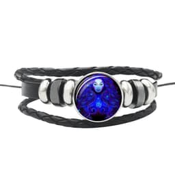 image-Constellation Leather Bracelet Unisex DIY Braided Button