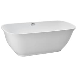 image-VEVOR Acrylic Freestanding Bathtub, 67 Inch Contemporary Soaking White Tub with Polished Chrome Overflow and Drain, Elegant Oval Shape Stand Alone Soaker Tub for Modern Bathroom or Remodel Projects