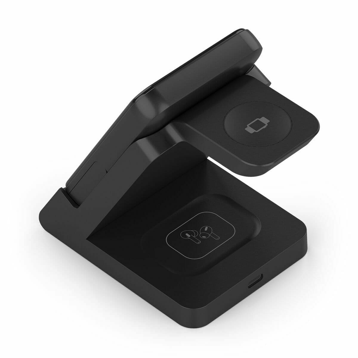 image-Cordless Charger Aisens USB-C 4IN1 15WACCS Black 15 W 50 W