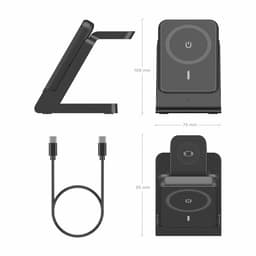 image-Cordless Charger Aisens USB-C 4IN1 15WACCS Black 15 W 50 W