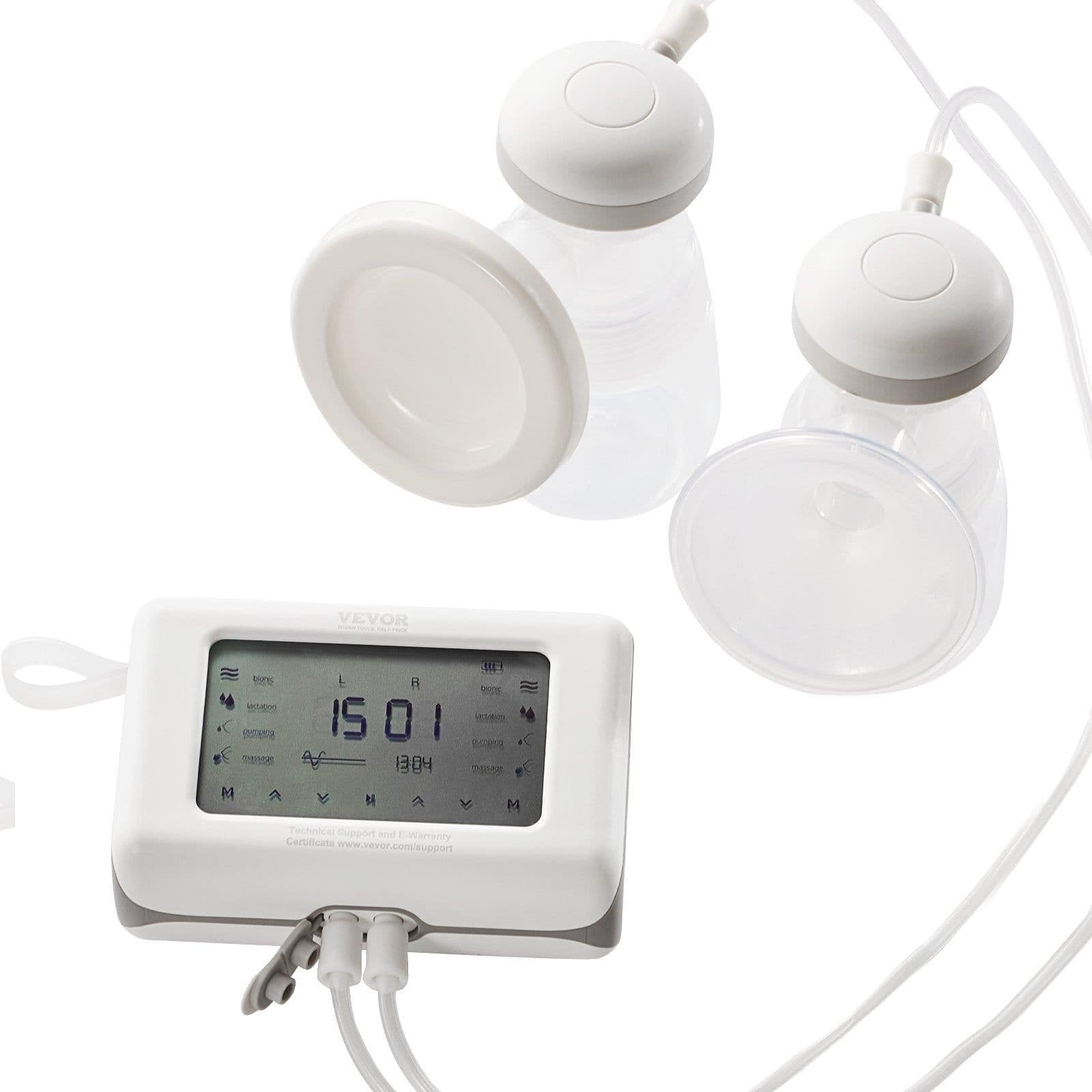 image-VEVOR Breast Pump, Single/Double Adjustable Electric Breast Pumps, 4 Modes & 9/15 Levels, Reciprocating Piston Pumps, 4000mAH Anti-Backflow Breastfeeding Pump with 300mmHg High Suction, 18/22mm Flange