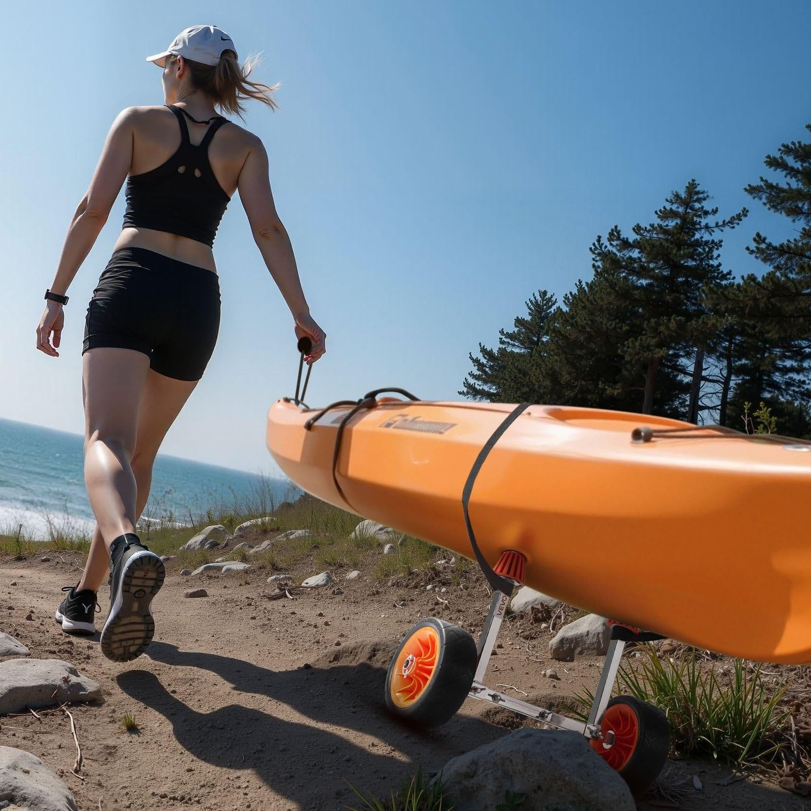 image-VEVOR Kayak Cart - 250 lbs Capacity Stainless Steel Dolly