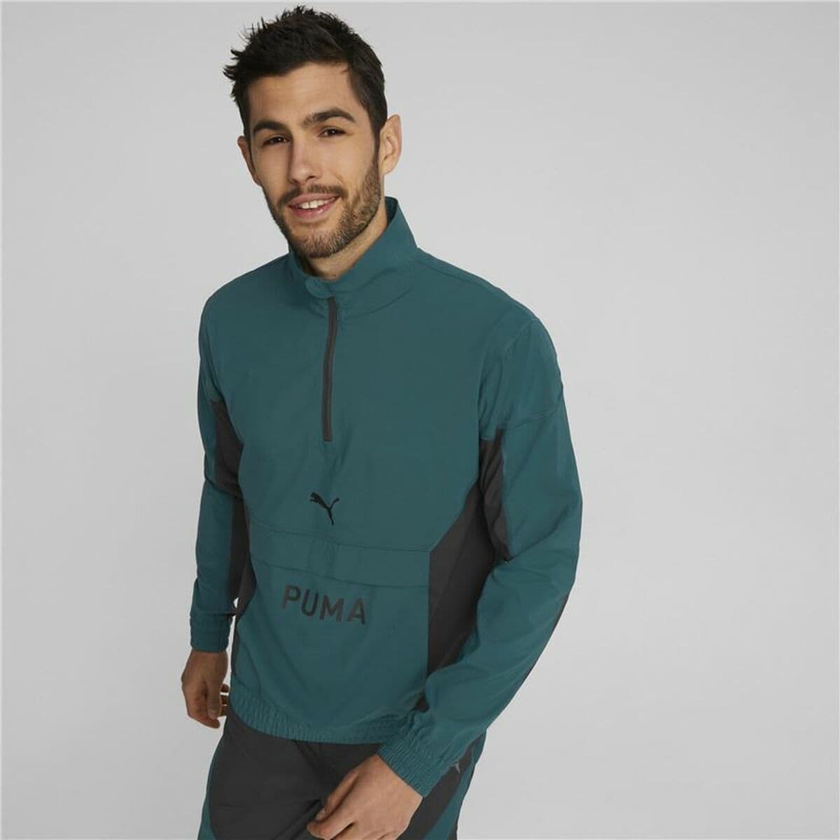 image-Men’s Sweatshirt without Hood Puma Fit Woven Training Green
