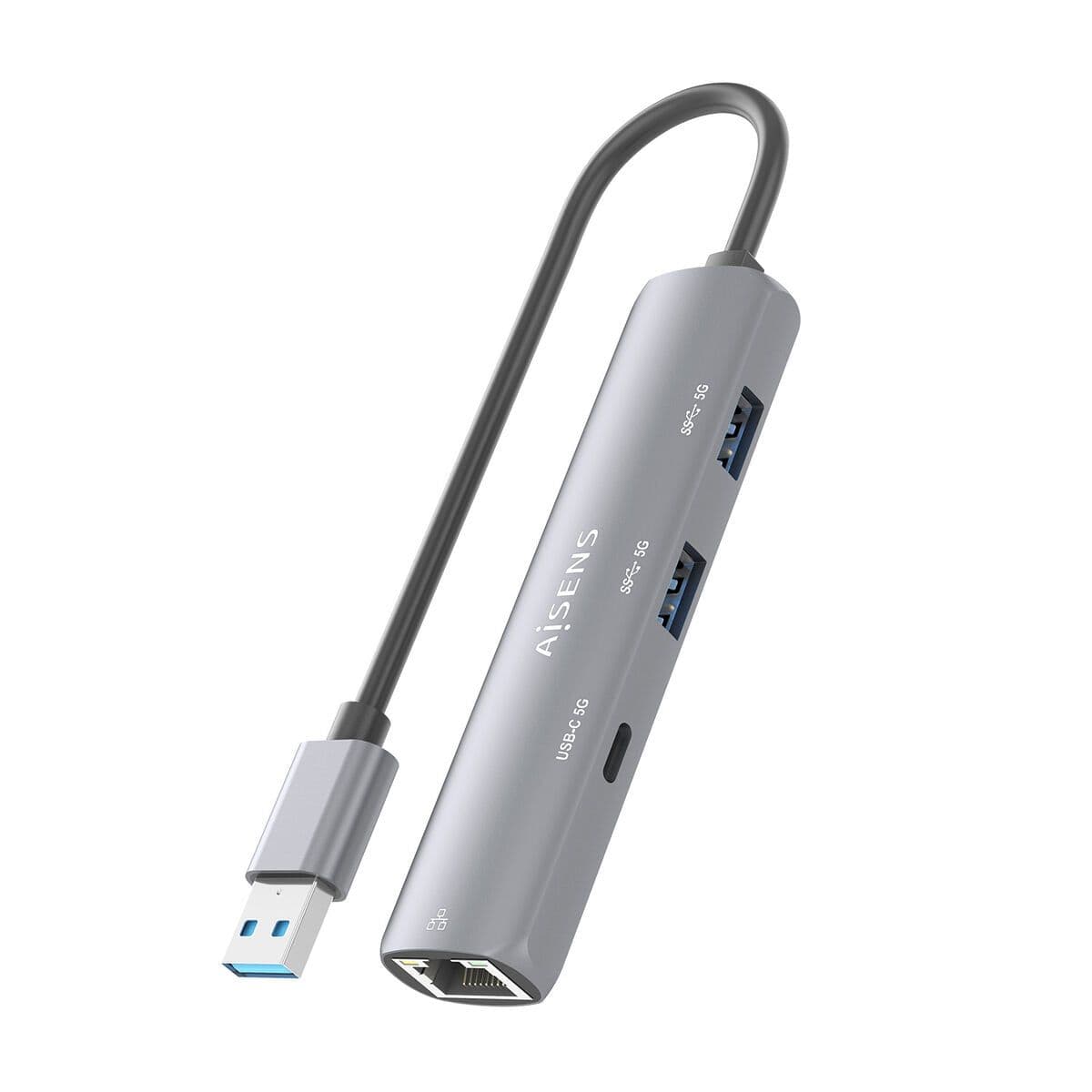 image-USB Hub Aisens ASUC-4P035-GR Grey