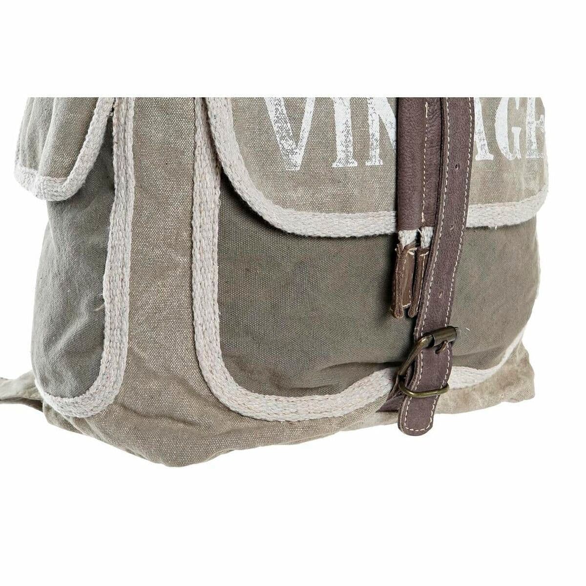 image-Casual Backpack DKD Home Decor Star Vintage Grey Cotton Leather (30 x 17 x 44 cm)