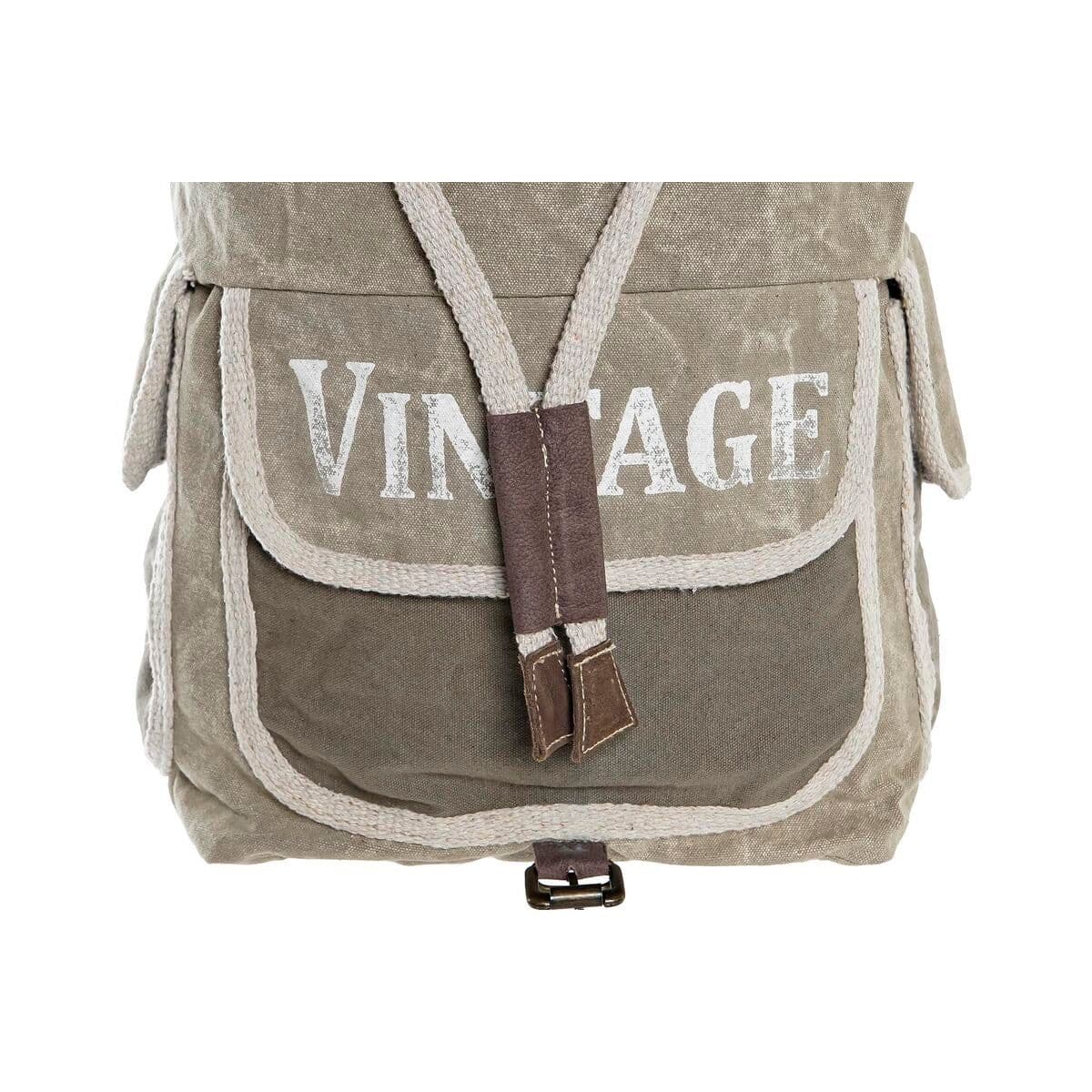 image-Casual Backpack DKD Home Decor Star Vintage Grey Cotton Leather (30 x 17 x 44 cm)