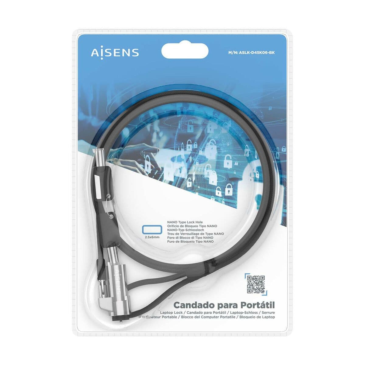 image-Security Cable Aisens ASLK-D45K06-BK Black 1,5 m