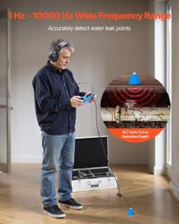 image-VEVOR Pipe Water Leak Detector for Indoors, 1Hz-10000Hz, 7" Touchscreen Plumbing Water Leakage Detection Locator with Horizontal & Vertical Sensors, Headphones, 8GB SD Card & Carry Case for Home Use
