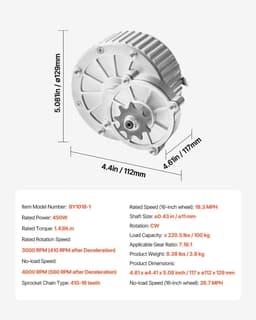 image-VEVOR 450W Electric Brushed DC Motor Kit - 36V 3000rpm Motor with Upgraded Speed Controller and Thumb Throttle Kit for Go Karts E-Bike Motorcycle Scooter