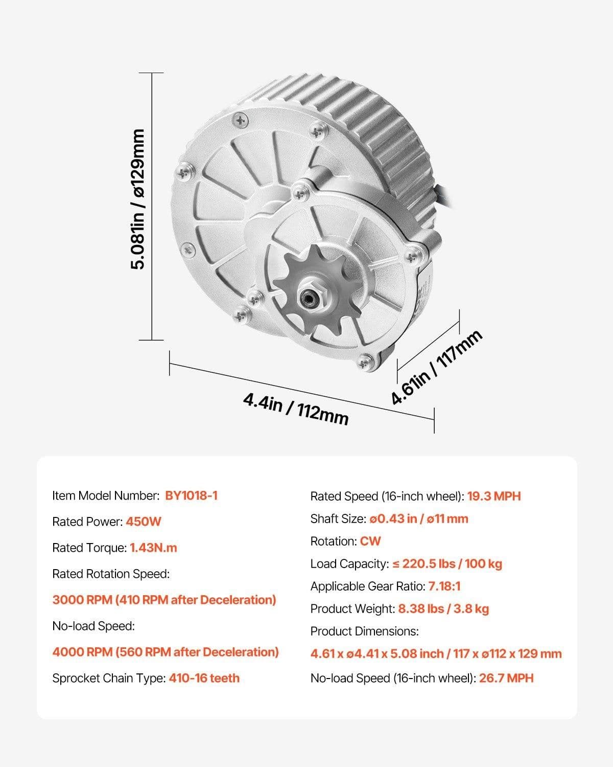 image-VEVOR 450W Electric Brushed DC Motor Kit - 36V 3000rpm Motor with Upgraded Speed Controller and Thumb Throttle Kit for Go Karts E-Bike Motorcycle Scooter