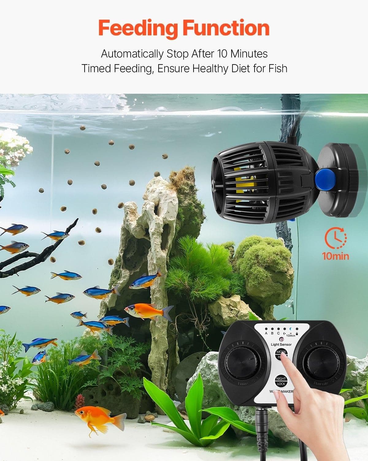 image-VEVOR Aquarium Wave Maker, 40W, 3963 GPH Quiet and Strong DC Powerhead, Adjustable Fish Tank Circulation Pump with Controller, Strong Magnetic Base, 360° Rotating Wavemaker, for Freshwater Saltwater