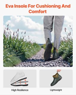 image-VEVOR Women's Deck Boots, Waterproof Fishing Rain Boots, Anti-Slip Ankle Rubber Boots, Gardening Insulated Mud Boots, Neoprene Rubber, Lightweight & Durable, for Manufacturing, Farming, Size 11 US