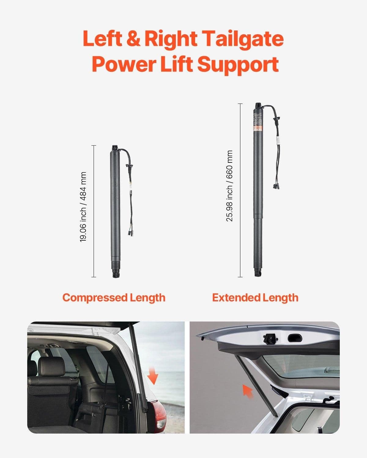 image-VEVOR Rear Left & Right Tailgate Power Lift Support, Compatible with 2012-2020 Skoda Octavia III, Electric Tailgate Liftgate Power Hatch Shock Strut Replace OE# 575827851 575827851A 575827851B (2PCS)