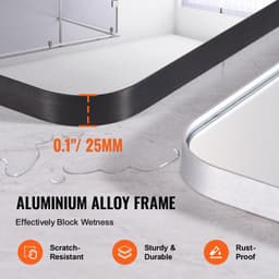 image-VEVOR Wall Mounted Makeup Mirror, 0.15" Thick, 30" x 55" Mirror with Aluminium Alloy Frame & Explosion-Proof Film, Scratch-Resistant Mirror with Z-Shaped Bracket, Fit for Bathroom/Bedroom/Living Room