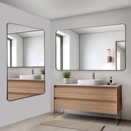 image-VEVOR Wall Mounted Makeup Mirror, 0.15" Thick, 30" x 55" Mirror with Aluminium Alloy Frame & Explosion-Proof Film, Scratch-Resistant Mirror with Z-Shaped Bracket, Fit for Bathroom/Bedroom/Living Room