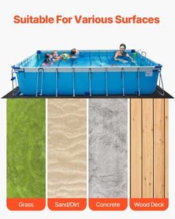 image-VEVOR Rectangle Pool Liner Pad, 12 x24 ft Pool Liner Pad for Above Ground Swimming Pools, Extra-Thick Pool Mat, Prevents Punctures, Recycled Geotextile Material Underlayment Pad, Extend Liner Life
