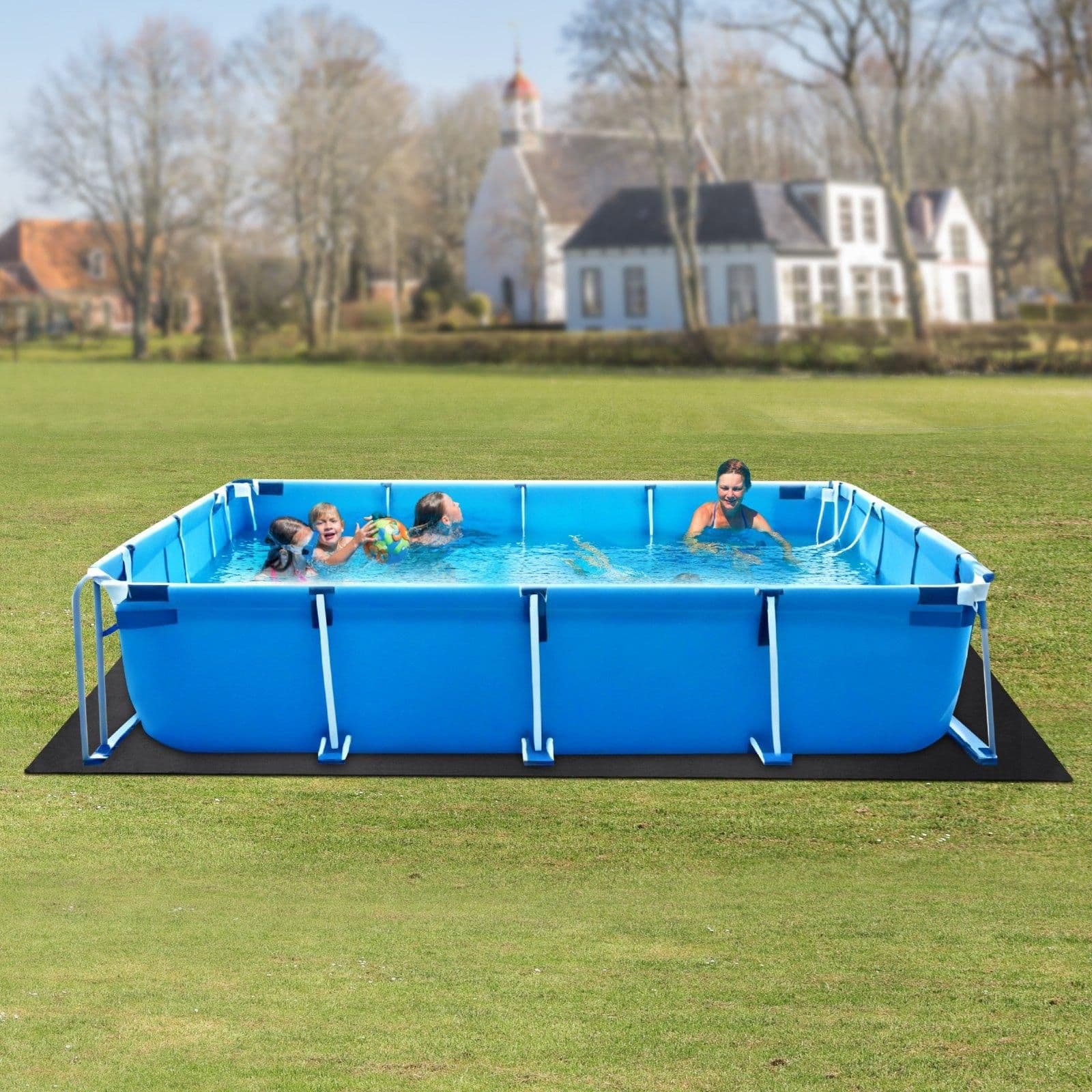 image-VEVOR Rectangle Pool Liner Pad, 12 x24 ft Pool Liner Pad for Above Ground Swimming Pools, Extra-Thick Pool Mat, Prevents Punctures, Recycled Geotextile Material Underlayment Pad, Extend Liner Life