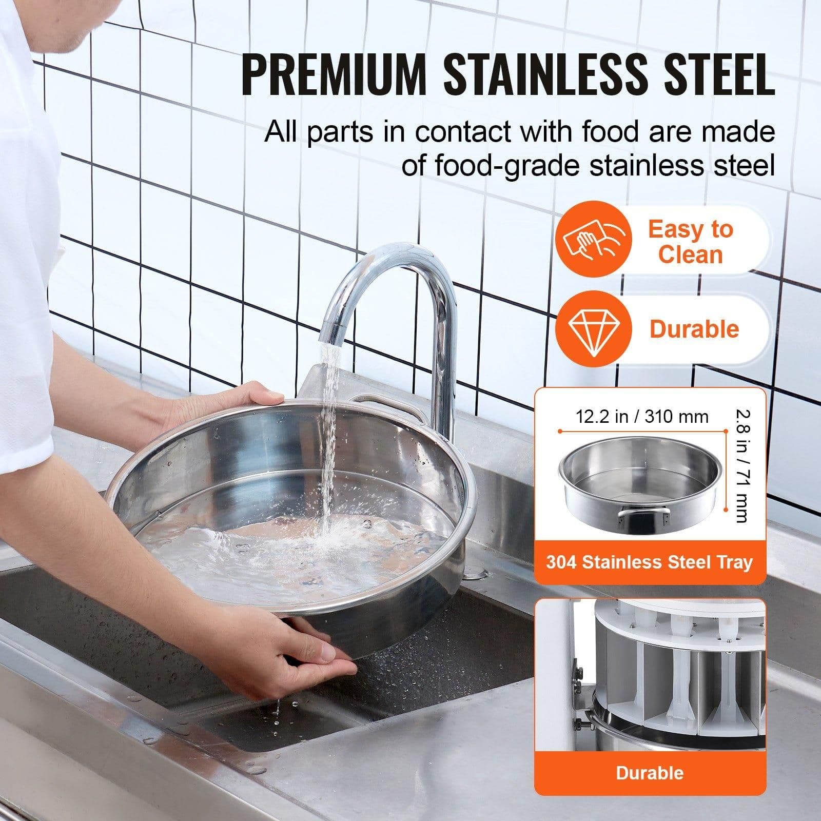 image-VEVOR Dough Divider Rounder, 10PCS Manual Dough Equal Divider Machine, 4.23oz - 19.75oz Hand Press Dough Cutter with 304 Stainless Steel Tray and Blade, Bread Maker for Bakery, Restaurant, Commercial