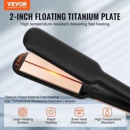 image-VEVOR Titanium Hair Straightener, 2-inch - Features Infrared, Negative Ions, Dual Voltage (110V/240V), LCD Screen & 11 Temperature Settings, Ideal for Salon, Home & Travel