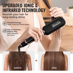 image-VEVOR Titanium Hair Straightener, 2-inch - Features Infrared, Negative Ions, Dual Voltage (110V/240V), LCD Screen & 11 Temperature Settings, Ideal for Salon, Home & Travel
