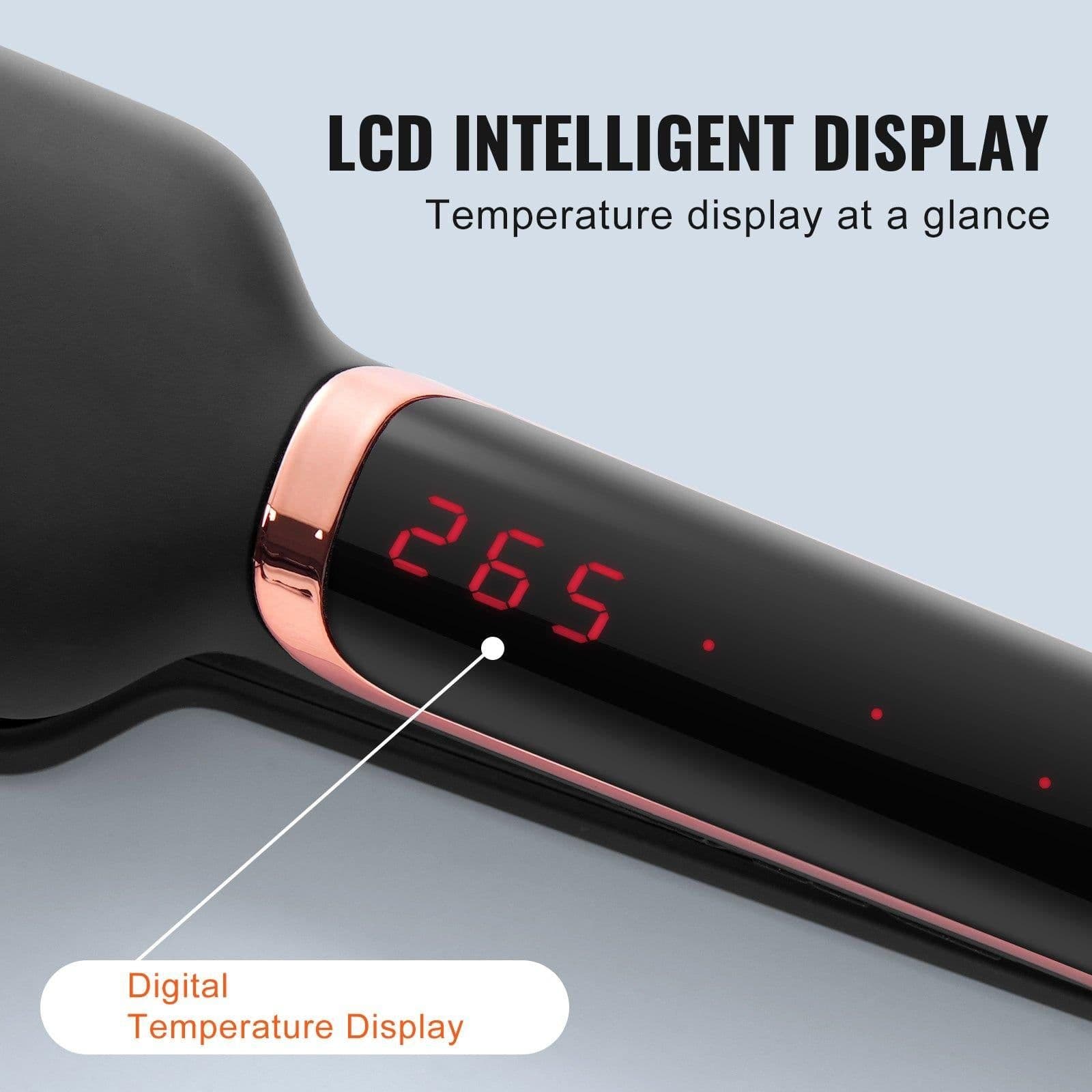 image-VEVOR Titanium Hair Straightener, 2-inch - Features Infrared, Negative Ions, Dual Voltage (110V/240V), LCD Screen & 11 Temperature Settings, Ideal for Salon, Home & Travel