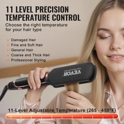 image-VEVOR Titanium Hair Straightener, 2-inch - Features Infrared, Negative Ions, Dual Voltage (110V/240V), LCD Screen & 11 Temperature Settings, Ideal for Salon, Home & Travel