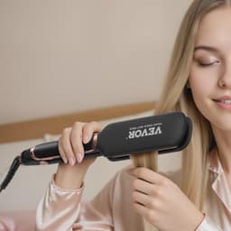 image-VEVOR Titanium Hair Straightener, 2-inch - Features Infrared, Negative Ions, Dual Voltage (110V/240V), LCD Screen & 11 Temperature Settings, Ideal for Salon, Home & Travel