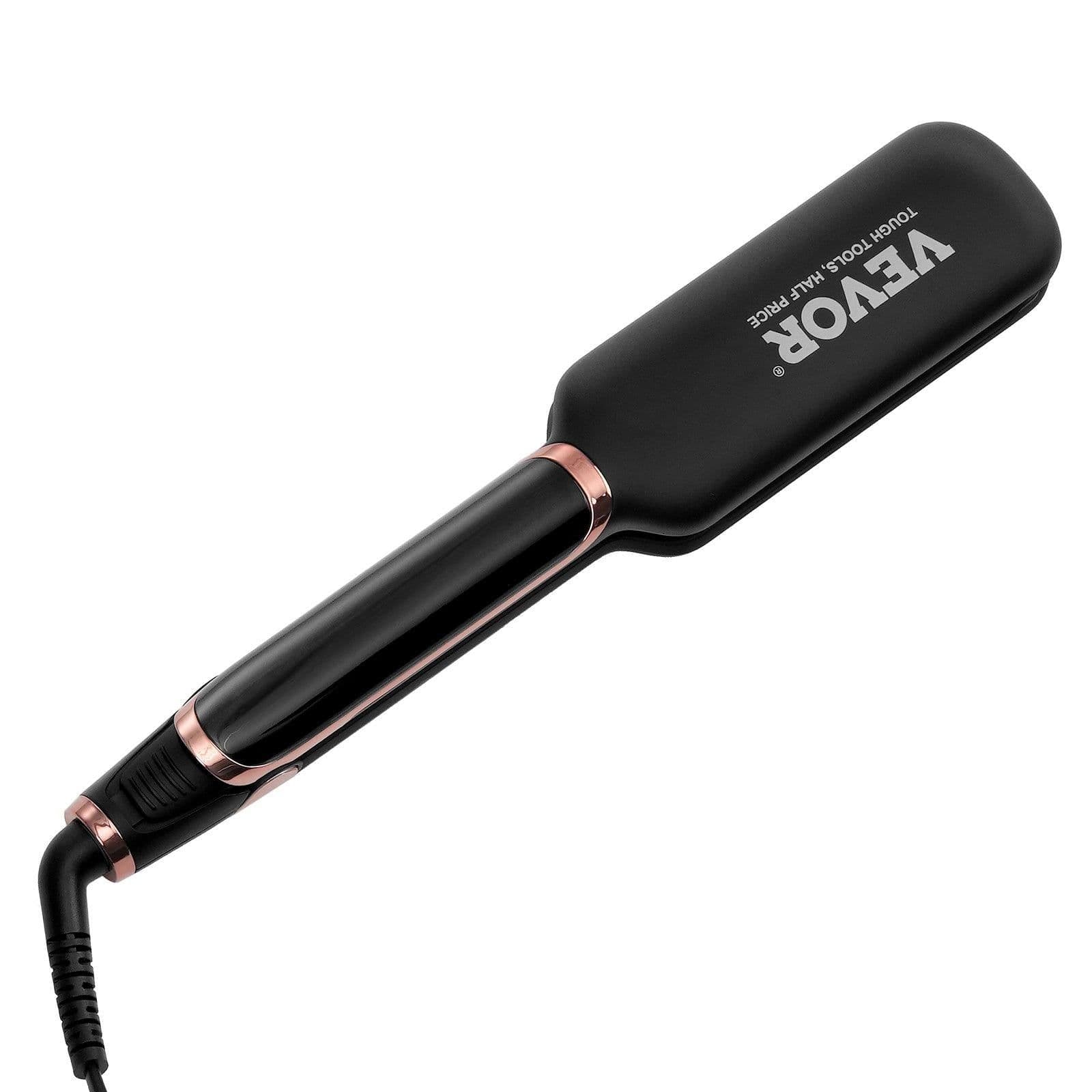 image-VEVOR Titanium Hair Straightener, 2-inch - Features Infrared, Negative Ions, Dual Voltage (110V/240V), LCD Screen & 11 Temperature Settings, Ideal for Salon, Home & Travel