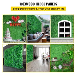 image-VEVOR Artificial Boxwood Panels, 20 PCS 20"x20" Boxwood Hedge Wall Panels, PE Artificial Grass Backdrop Wall 1.6", Privacy Hedge Screen for Decoration of Outdoor, Indoor, Garden, Fence, and Backyar