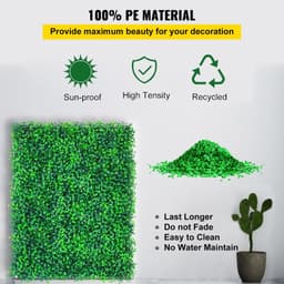 image-VEVOR Artificial Boxwood Panels, 20 PCS 20"x20" Boxwood Hedge Wall Panels, PE Artificial Grass Backdrop Wall 1.6", Privacy Hedge Screen for Decoration of Outdoor, Indoor, Garden, Fence, and Backyar