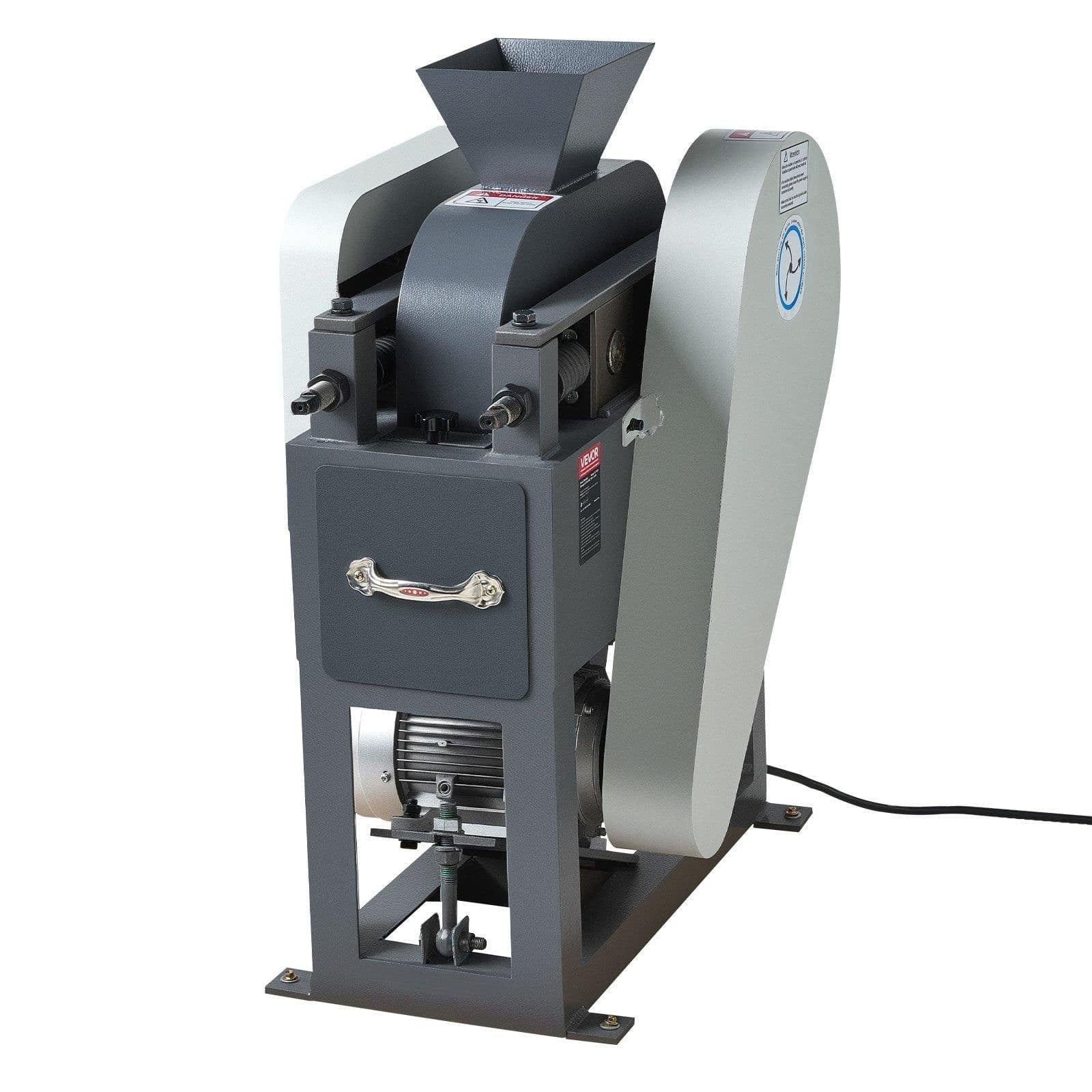 image-VEVOR Rock Crusher, 220V Double Roller Crushers, Industrial Shredder with 2.56x0.59 inch Dual Feed Inlets, 1740RPM Speed Stone Grinder Rock Crusher, 1.5KW Electric Shatter Pulverizer, 860kg/h Crushing