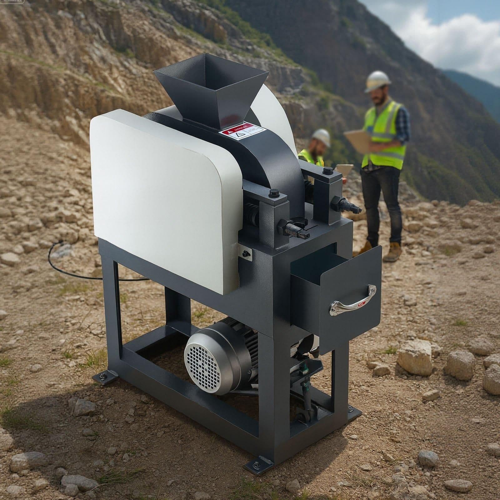 image-VEVOR Rock Crusher, 220V Double Roller Crushers, Industrial Shredder with 2.56x0.59 inch Dual Feed Inlets, 1740RPM Speed Stone Grinder Rock Crusher, 1.5KW Electric Shatter Pulverizer, 860kg/h Crushing