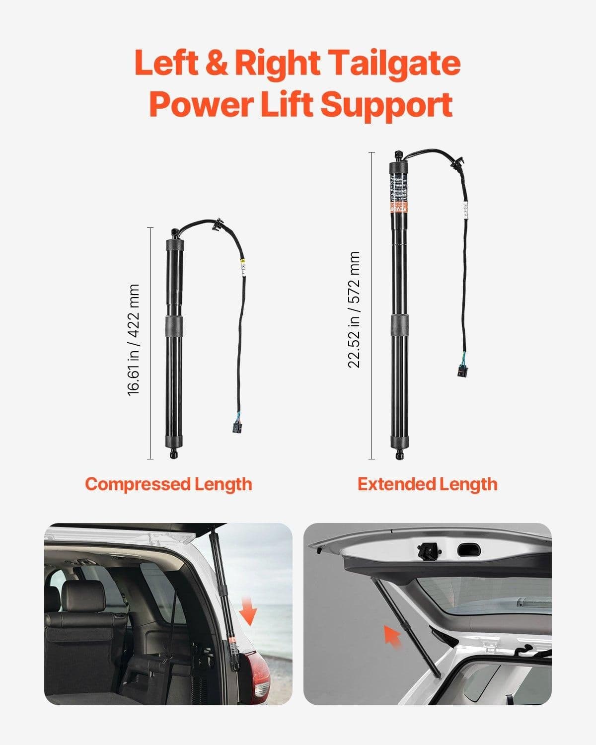 image-VEVOR Rear Left & Right Tailgate Power Lift Support, Compatible with 2010-2023 VW Sharan (7N,7N1,7N2), Electric Tailgate Liftgate Power Hatch Shock Strut Replace OE# 7N0827851E 7N0827851G (2PCS)