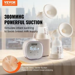 image-VEVOR Breast Pump, Double Electric Breast Pumps, 4 Modes & 16 Levels, 300mmHg Strong Suction, 2800mAH Rechargeable Anti-Backflow Breastfeeding Pump with LED Display, 18/21mm Inserts, 24/28mm Flanges