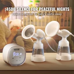 image-VEVOR Breast Pump, Double Electric Breast Pumps, 4 Modes & 16 Levels, 300mmHg Strong Suction, 2800mAH Rechargeable Anti-Backflow Breastfeeding Pump with LED Display, 18/21mm Inserts, 24/28mm Flanges