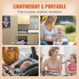 image-VEVOR Breast Pump, Double Electric Breast Pumps, 4 Modes & 16 Levels, 300mmHg Strong Suction, 2800mAH Rechargeable Anti-Backflow Breastfeeding Pump with LED Display, 18/21mm Inserts, 24/28mm Flanges