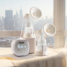 image-VEVOR Breast Pump, Double Electric Breast Pumps, 4 Modes & 16 Levels, 300mmHg Strong Suction, 2800mAH Rechargeable Anti-Backflow Breastfeeding Pump with LED Display, 18/21mm Inserts, 24/28mm Flanges