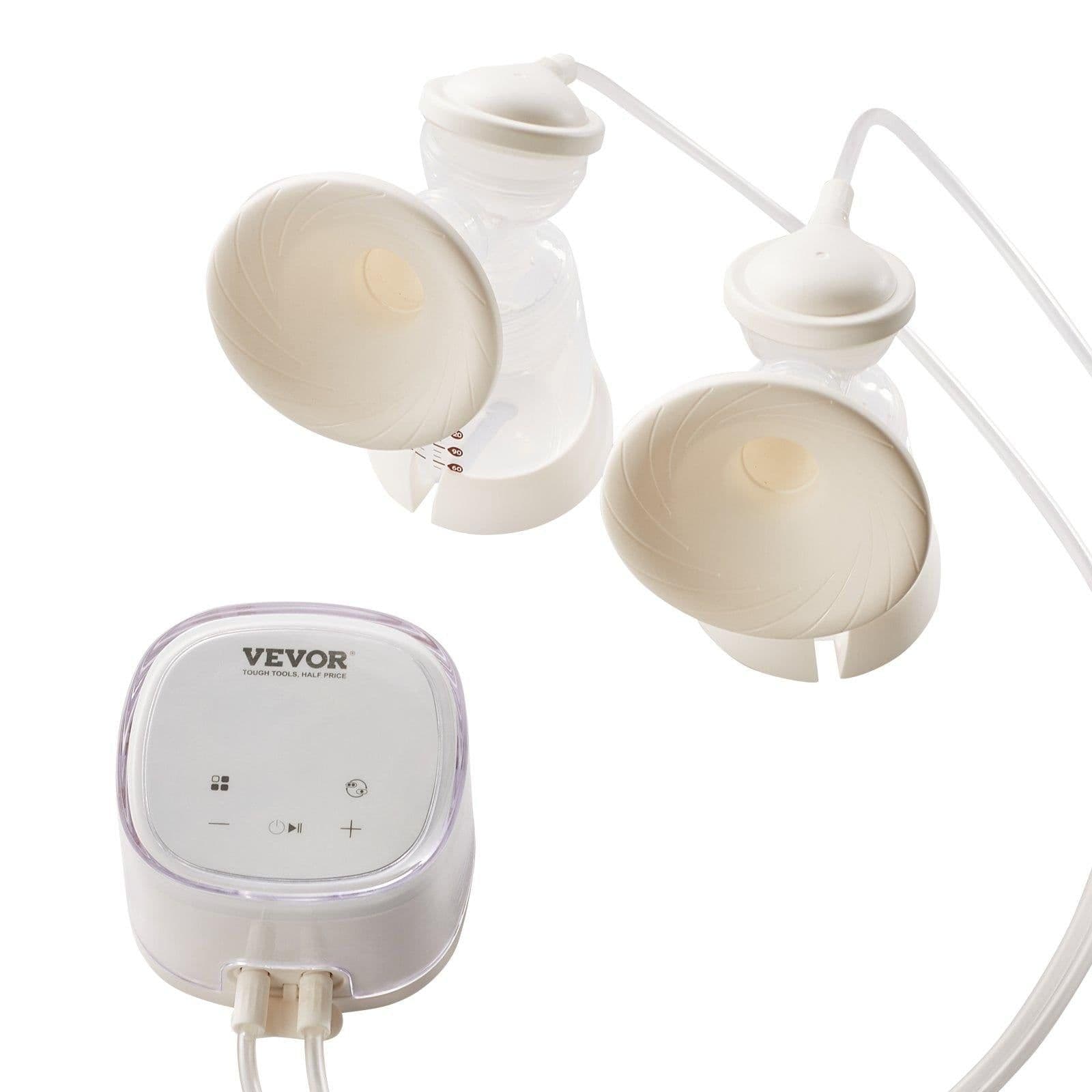 image-VEVOR Breast Pump, Double Electric Breast Pumps, 4 Modes & 16 Levels, 300mmHg Strong Suction, 2800mAH Rechargeable Anti-Backflow Breastfeeding Pump with LED Display, 18/21mm Inserts, 24/28mm Flanges